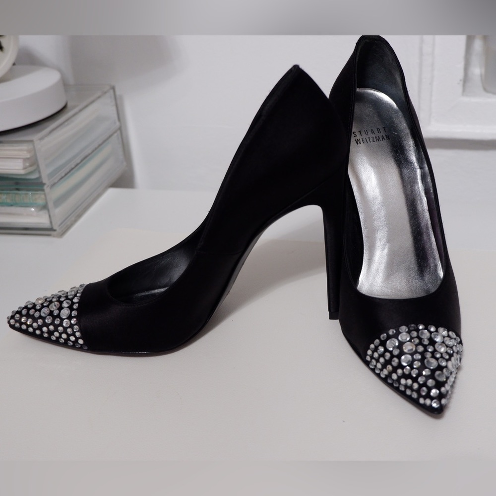 Stuart Weitzman Black Satin Pumps